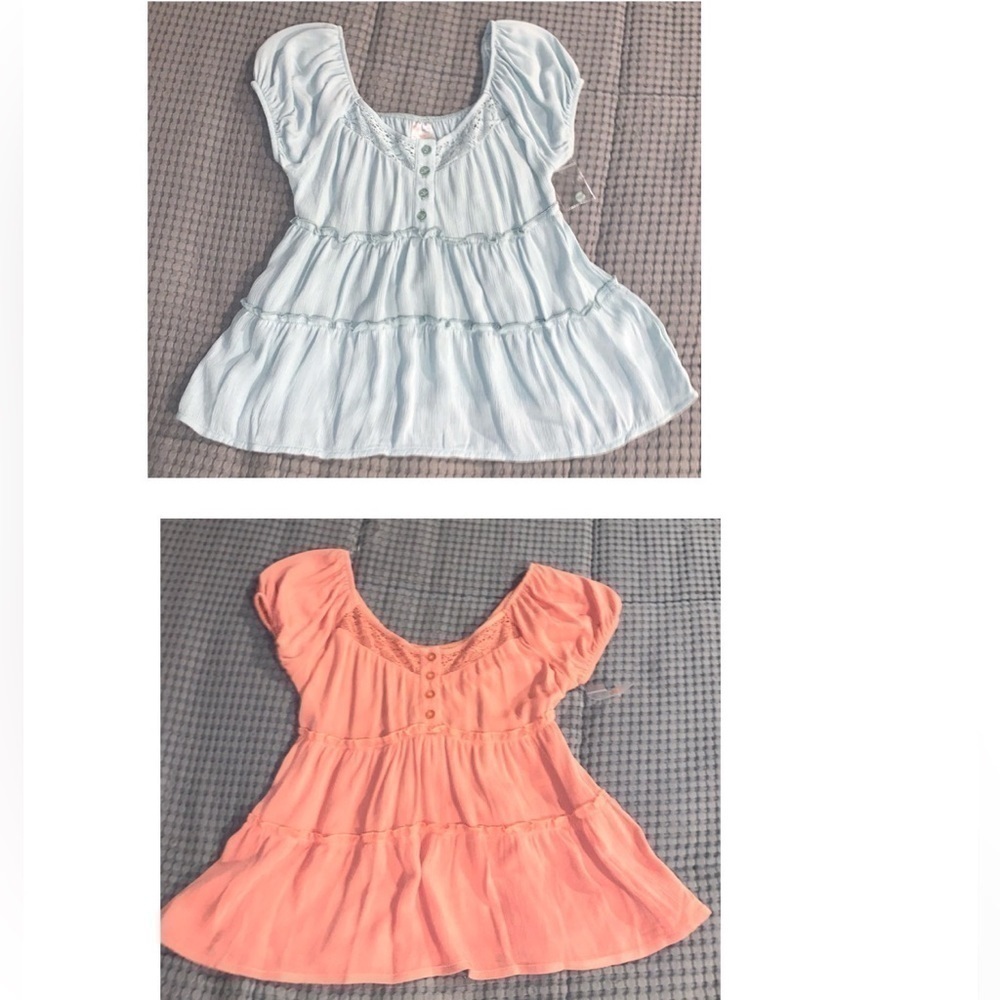 2 Peasant boho blouses new without tags sherbet and Sage XS